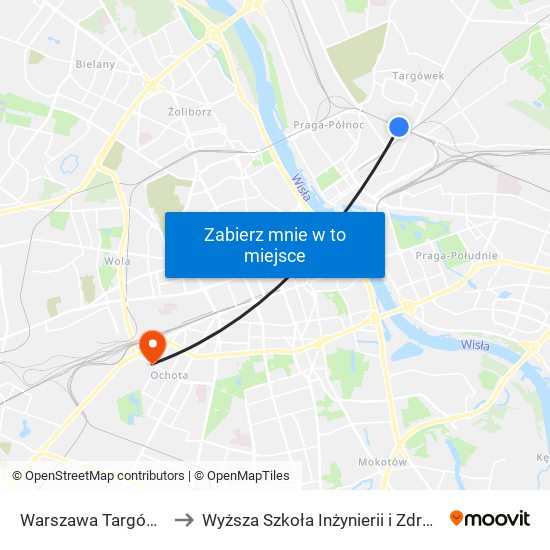 Warszawa Targówek to Wyższa Szkoła Inżynierii i Zdrowia map