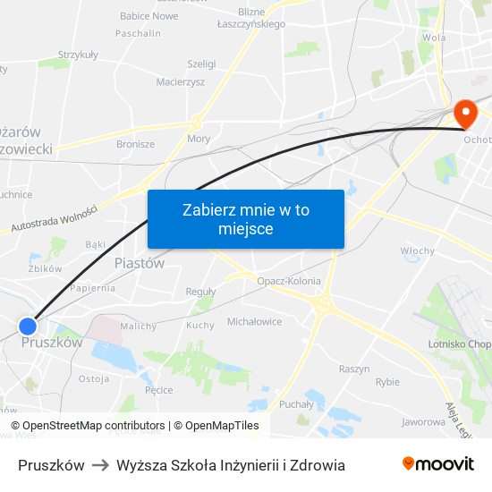 Pruszków to Wyższa Szkoła Inżynierii i Zdrowia map