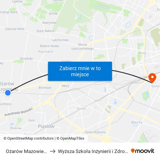 Ożarów Mazowiecki to Wyższa Szkoła Inżynierii i Zdrowia map