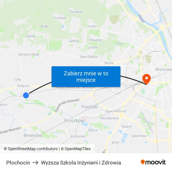 Płochocin to Wyższa Szkoła Inżynierii i Zdrowia map