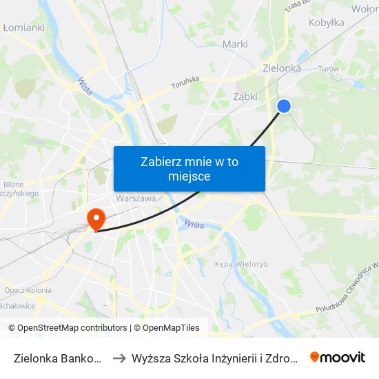 Zielonka Bankowa to Wyższa Szkoła Inżynierii i Zdrowia map