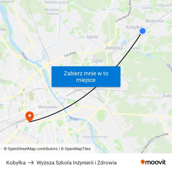 Kobyłka to Wyższa Szkoła Inżynierii i Zdrowia map