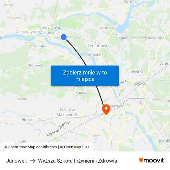 Janówek to Wyższa Szkoła Inżynierii i Zdrowia map