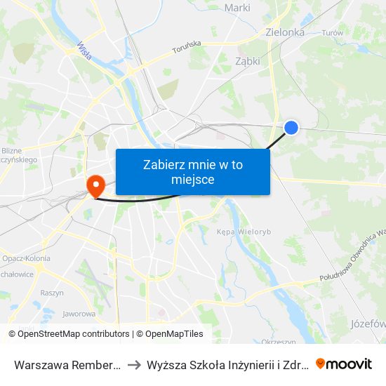 Warszawa Rembertów to Wyższa Szkoła Inżynierii i Zdrowia map