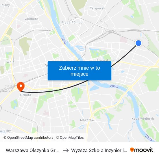 Warszawa Olszynka Grochowska to Wyższa Szkoła Inżynierii i Zdrowia map