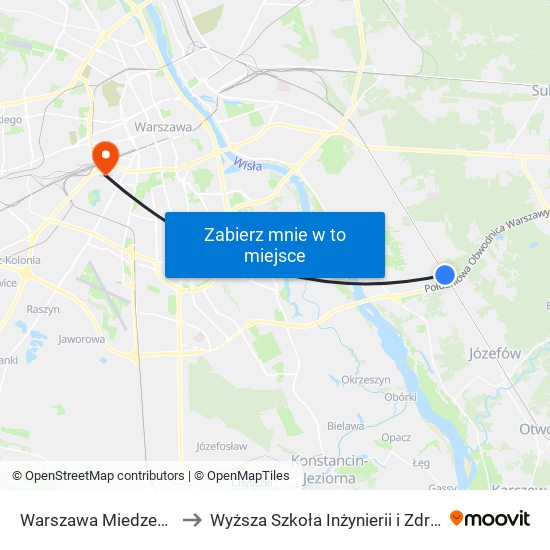 Warszawa Miedzeszyn to Wyższa Szkoła Inżynierii i Zdrowia map