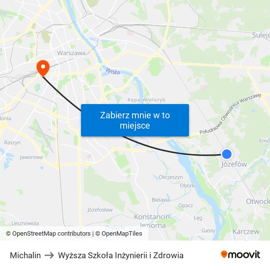 Michalin to Wyższa Szkoła Inżynierii i Zdrowia map