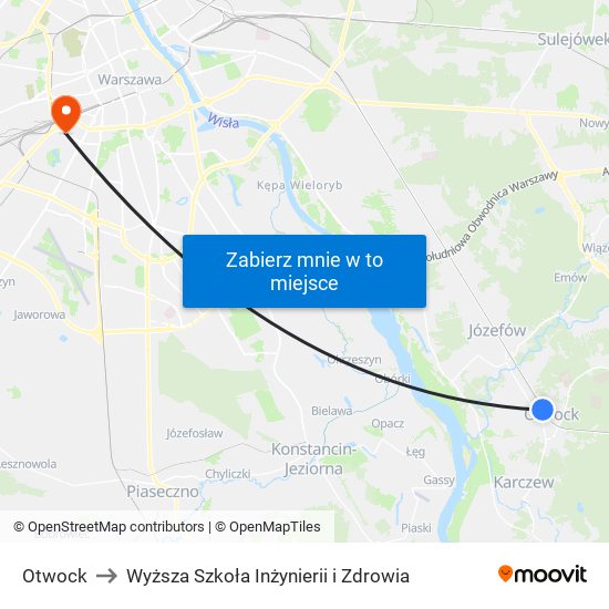 Otwock to Wyższa Szkoła Inżynierii i Zdrowia map