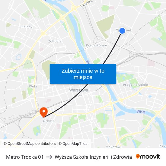 Metro Trocka 01 to Wyższa Szkoła Inżynierii i Zdrowia map