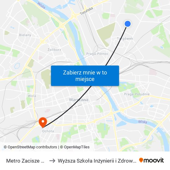 Metro Zacisze to Wyższa Szkoła Inżynierii i Zdrowia map