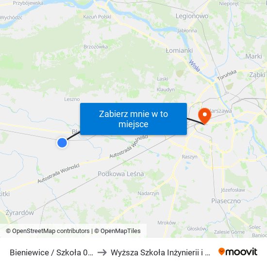 Bieniewice / Szkoła 01 (Nż) to Wyższa Szkoła Inżynierii i Zdrowia map