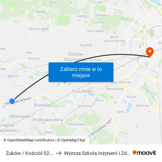 Żuków / Kościół 02 (Nż) to Wyższa Szkoła Inżynierii i Zdrowia map