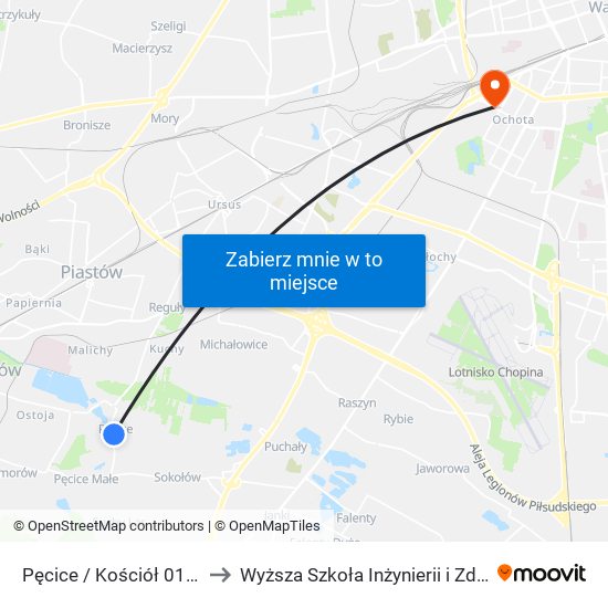 Pęcice / Kościół 01 (Nż) to Wyższa Szkoła Inżynierii i Zdrowia map