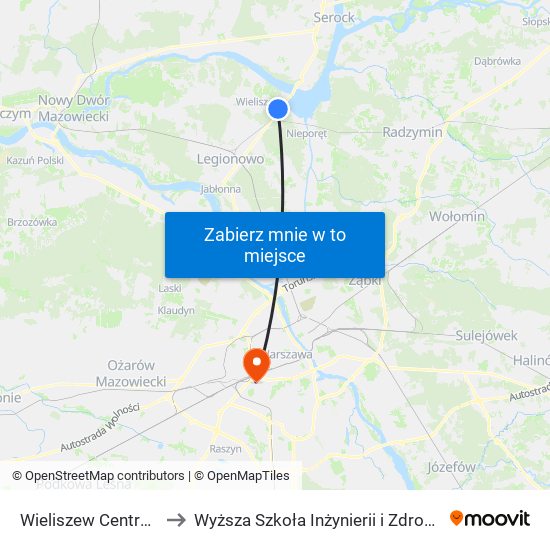 Wieliszew Centrum to Wyższa Szkoła Inżynierii i Zdrowia map