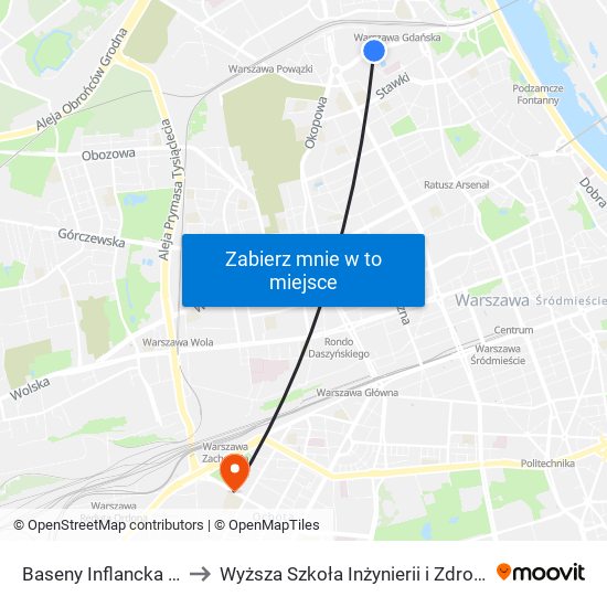 Baseny Inflancka 03 to Wyższa Szkoła Inżynierii i Zdrowia map