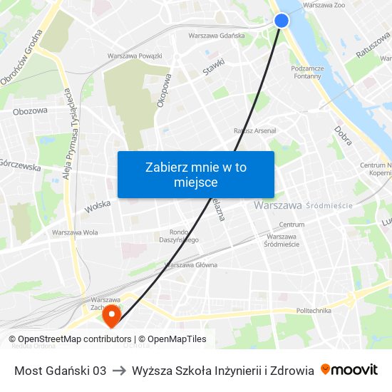 Most Gdański 03 to Wyższa Szkoła Inżynierii i Zdrowia map