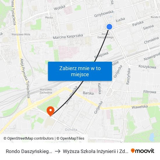 Rondo Daszyńskiego to Wyższa Szkoła Inżynierii i Zdrowia map