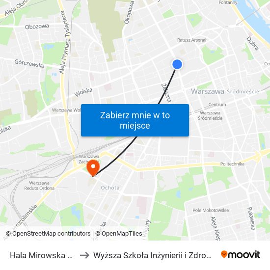 Hala Mirowska 04 to Wyższa Szkoła Inżynierii i Zdrowia map