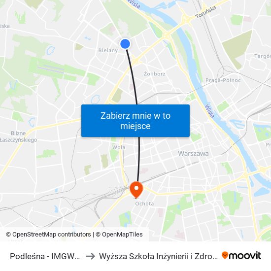 Podleśna-Imgw to Wyższa Szkoła Inżynierii i Zdrowia map