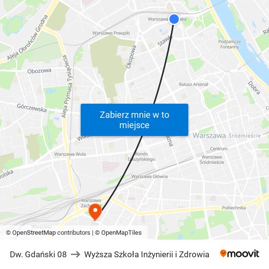 Dw. Gdański 08 to Wyższa Szkoła Inżynierii i Zdrowia map