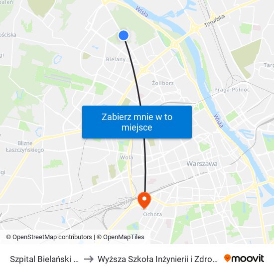 Szpital Bielański 04 to Wyższa Szkoła Inżynierii i Zdrowia map