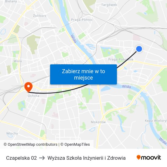 Czapelska to Wyższa Szkoła Inżynierii i Zdrowia map