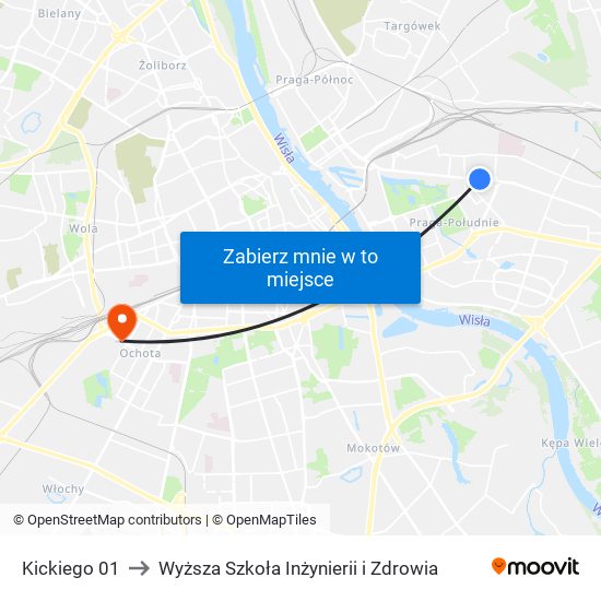 Kickiego 01 to Wyższa Szkoła Inżynierii i Zdrowia map