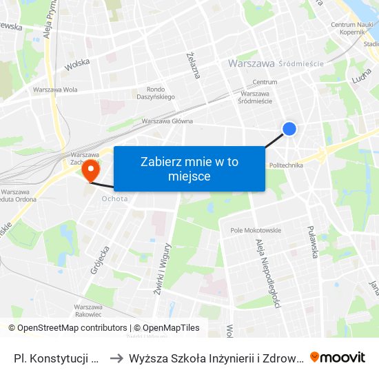 Pl. Konstytucji to Wyższa Szkoła Inżynierii i Zdrowia map