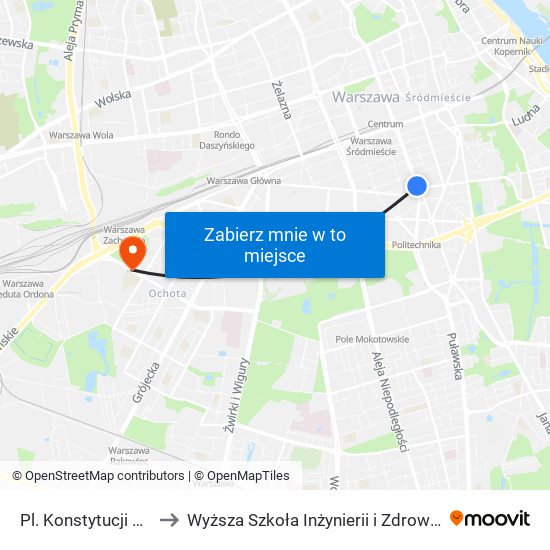 Pl. Konstytucji 05 to Wyższa Szkoła Inżynierii i Zdrowia map