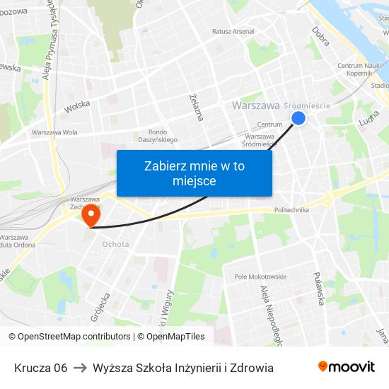 Krucza 06 to Wyższa Szkoła Inżynierii i Zdrowia map