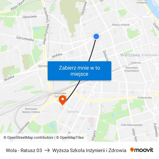 Wola - Ratusz 03 to Wyższa Szkoła Inżynierii i Zdrowia map