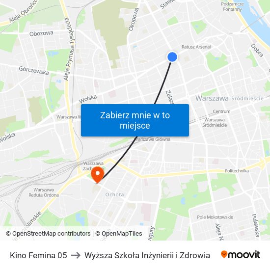Kino Femina 05 to Wyższa Szkoła Inżynierii i Zdrowia map
