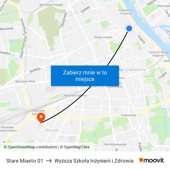 Stare Miasto to Wyższa Szkoła Inżynierii i Zdrowia map