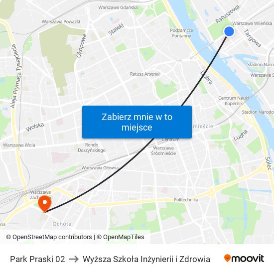 Park Praski to Wyższa Szkoła Inżynierii i Zdrowia map