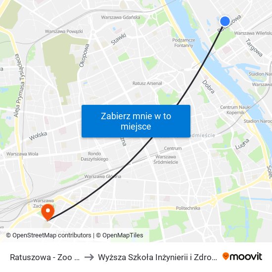 Ratuszowa - Zoo 02 to Wyższa Szkoła Inżynierii i Zdrowia map