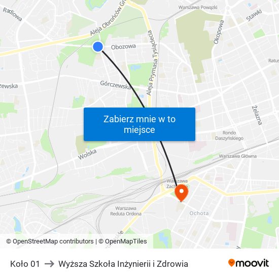 Koło 01 to Wyższa Szkoła Inżynierii i Zdrowia map