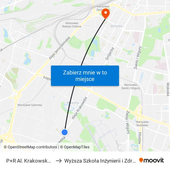 P+R Al. Krakowska 03 to Wyższa Szkoła Inżynierii i Zdrowia map