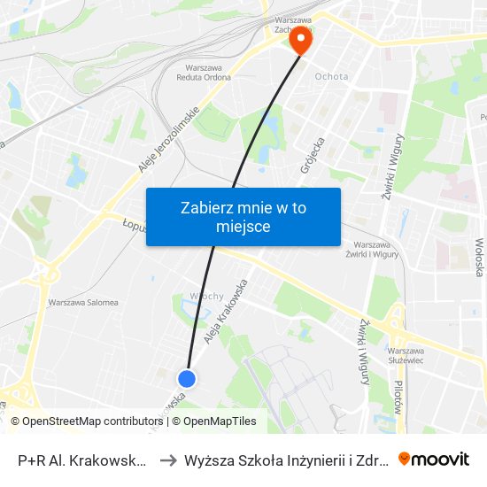 P+R Al. Krakowska 04 to Wyższa Szkoła Inżynierii i Zdrowia map