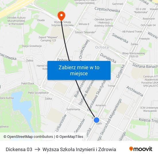 Dickensa to Wyższa Szkoła Inżynierii i Zdrowia map