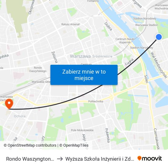 Rondo Waszyngtona 08 to Wyższa Szkoła Inżynierii i Zdrowia map