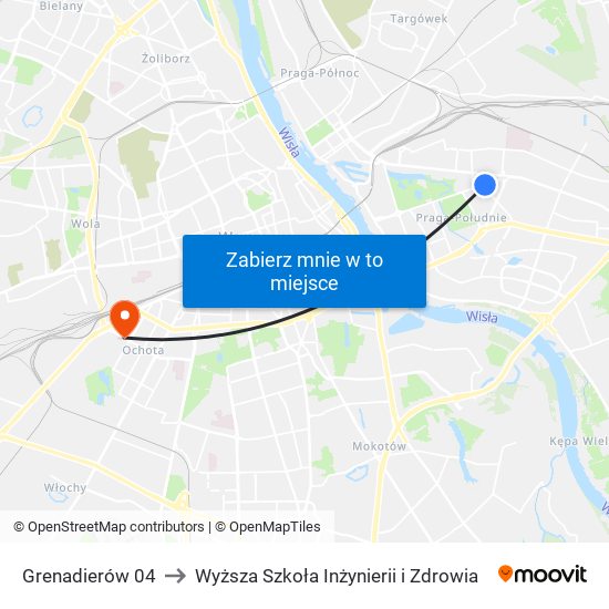 Grenadierów 04 to Wyższa Szkoła Inżynierii i Zdrowia map