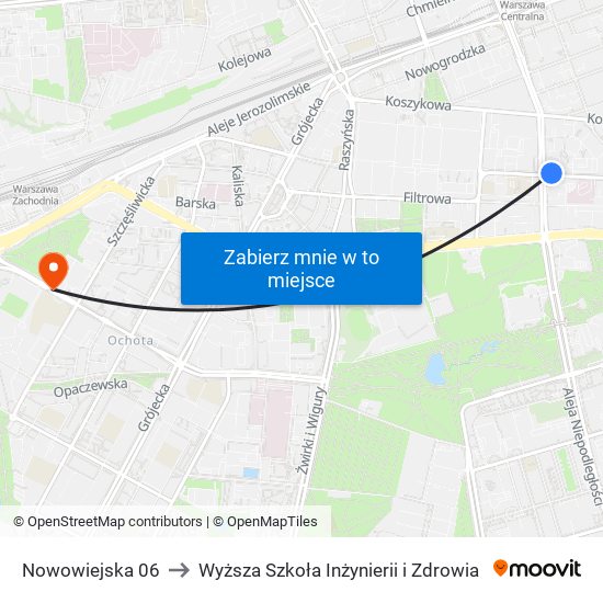 Nowowiejska 06 to Wyższa Szkoła Inżynierii i Zdrowia map