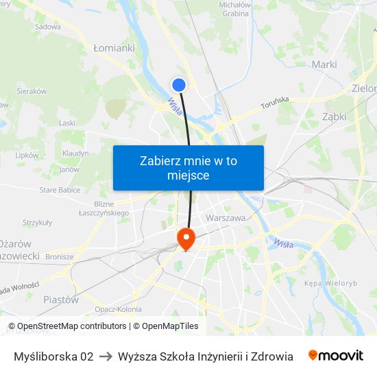 Myśliborska to Wyższa Szkoła Inżynierii i Zdrowia map