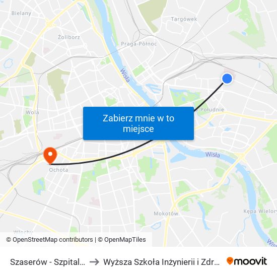 Szaserów - Szpital 01 to Wyższa Szkoła Inżynierii i Zdrowia map