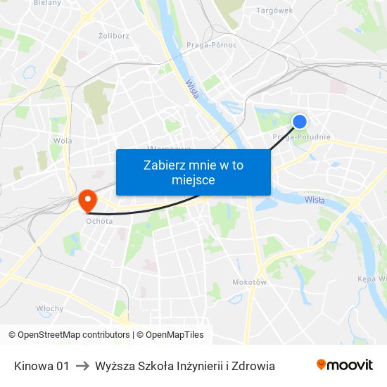 Kinowa 01 to Wyższa Szkoła Inżynierii i Zdrowia map