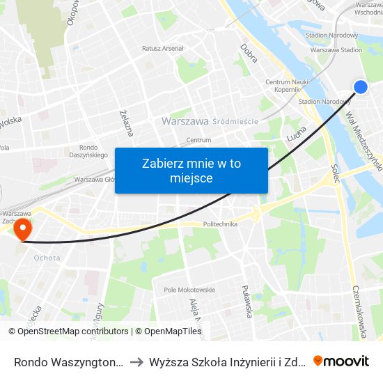 Rondo Waszyngtona 01 to Wyższa Szkoła Inżynierii i Zdrowia map