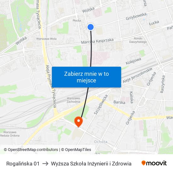 Rogalińska 01 to Wyższa Szkoła Inżynierii i Zdrowia map