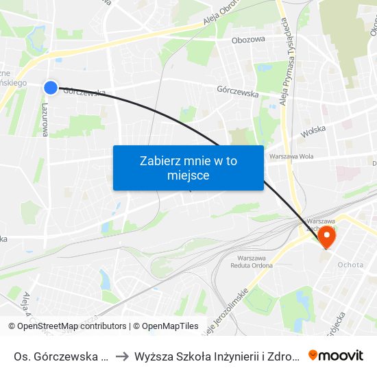 Os. Górczewska 03 to Wyższa Szkoła Inżynierii i Zdrowia map