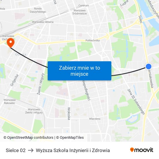 Sielce 02 to Wyższa Szkoła Inżynierii i Zdrowia map