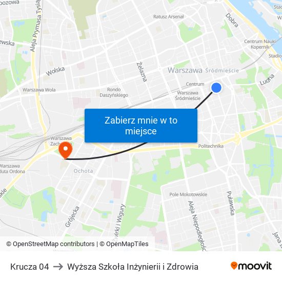 Krucza to Wyższa Szkoła Inżynierii i Zdrowia map